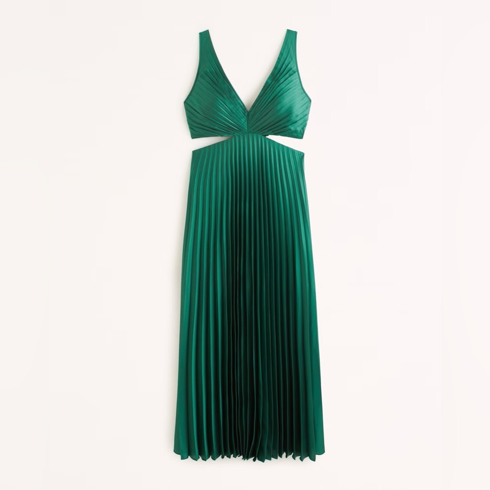 Abercrombie Womens Giselle Pleated Cutout Maxi Dress Green - size Small Tall